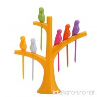 Wrisky Best Match Home Decor Bird Fruit Snack Dessert Forks Tool Tree Shape Holder Rack (Yellow) - B01IGPHNPA
